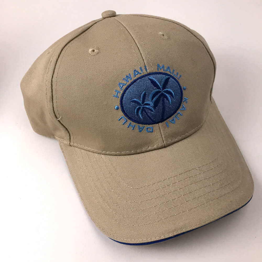 Hawaii Maui Kauai Oahu Palm Tree Hat Beige